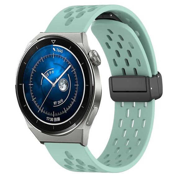 Per Huawei Watch GT3 Pro 46mm 22mm Cinturino in silicone con chiusura magnetica pieghevole (verde acqua)