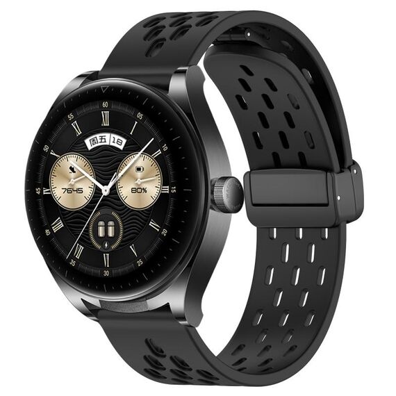 Per Huawei Watch Buds cinturino in silicone con chiusura magnetica pieghevole da 22 mm (nero)