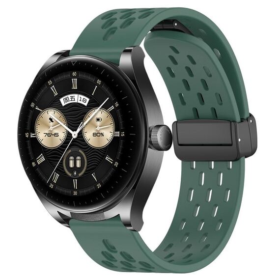 Per Huawei Watch Buds cinturino in silicone con chiusura magnetica pieghevole da 22 mm (verde scuro)