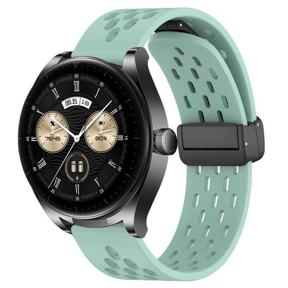 Per Huawei Watch Buds cinturino in silicone con chiusura magnetica pieghevole da 22 mm (verde acqua)