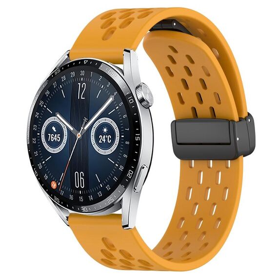 Per Huawei Watch GT3 46mm 22mm cinturino pieghevole in silicone con chiusura magnetica (giallo)