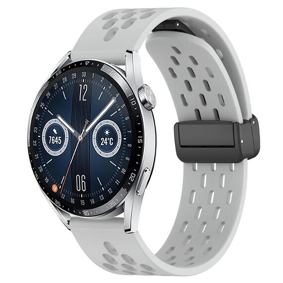 Per Huawei Watch GT3 46mm 22mm Cinturino in silicone con chiusura magnetica pieghevole (grigio chiaro)