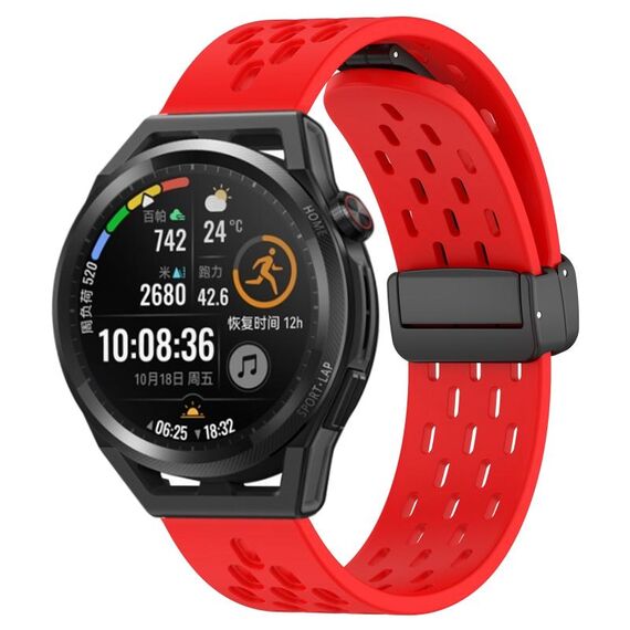 Per Huawei Watch GT Runner cinturino in silicone con chiusura magnetica pieghevole da 22 mm (rosso)