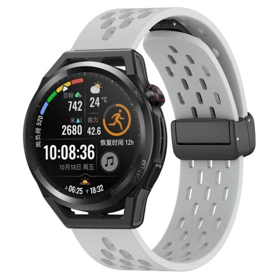 Per Huawei Watch GT Runner cinturino in silicone con chiusura magnetica pieghevole da 22 mm (grigio chiaro)