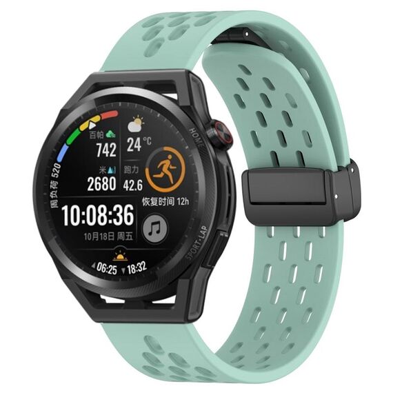 Per Huawei Watch GT Runner cinturino in silicone con chiusura magnetica pieghevole da 22 mm (verde acqua)