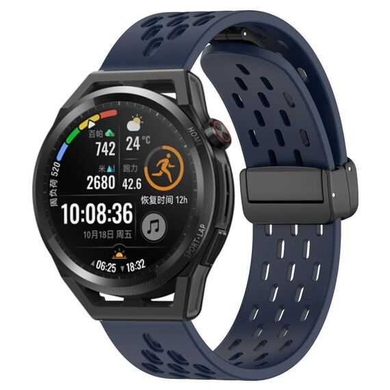 Per Huawei Watch GT Runner cinturino in silicone con chiusura magnetica pieghevole da 22 mm (blu notte)