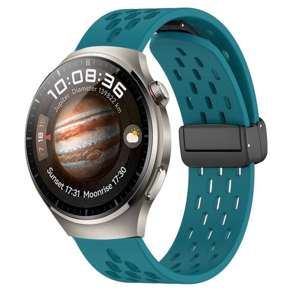 Per Huawei Watch 4 Cinturino in silicone con chiusura magnetica pieghevole da 22 mm (verde nascosto)