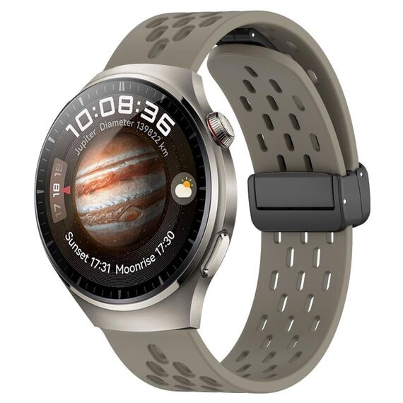 Per Huawei Watch 4 cinturino in silicone con chiusura magnetica pieghevole da 22 mm (cenere spaziale)