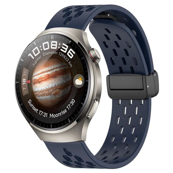 Per Huawei Watch 4 Cinturino in silicone con chiusura magnetica pieghevole da 22 mm (blu notte)