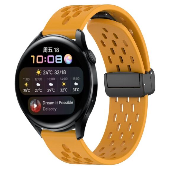 Per Huawei Watch 3 cinturino in silicone con chiusura magnetica pieghevole da 22 mm (giallo)