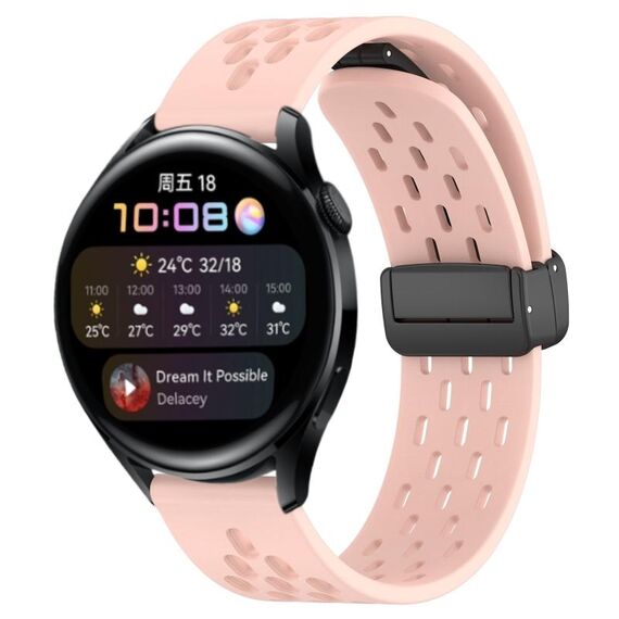 Per Huawei Watch 3 cinturino in silicone con chiusura magnetica pieghevole da 22 mm (rosa)