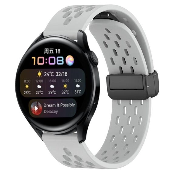 Per Huawei Watch 3 cinturino in silicone con chiusura magnetica pieghevole da 22 mm (grigio chiaro)