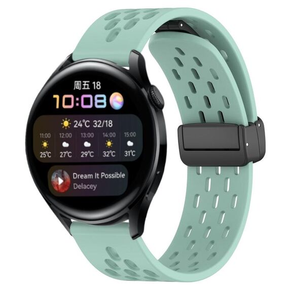 Per Huawei Watch 3 cinturino in silicone con chiusura magnetica pieghevole da 22 mm (verde acqua)