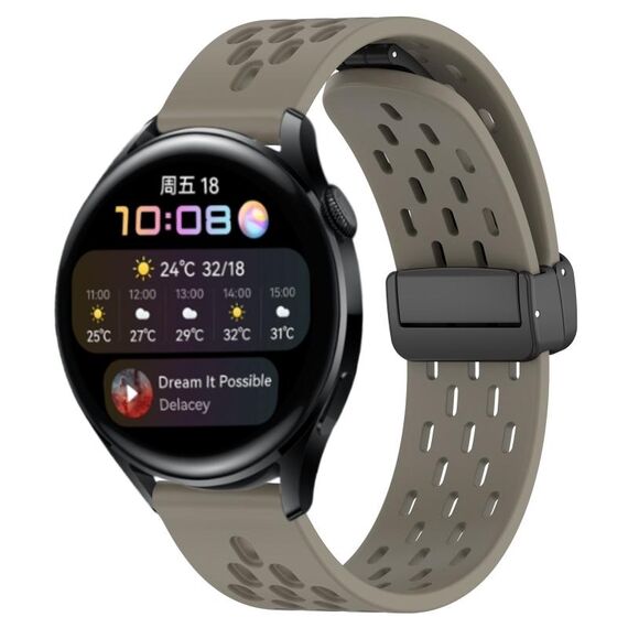 Per Huawei Watch 3 cinturino in silicone con chiusura magnetica pieghevole da 22 mm (cenere spaziale)