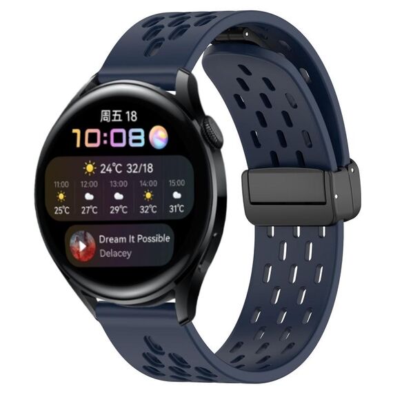 Per Huawei Watch 3 cinturino in silicone con chiusura magnetica pieghevole da 22 mm (blu notte)