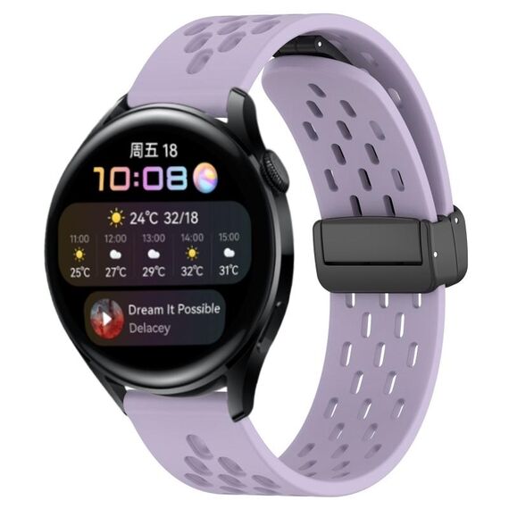 Per Huawei Watch 3 cinturino in silicone con chiusura magnetica pieghevole da 22 mm (viola)