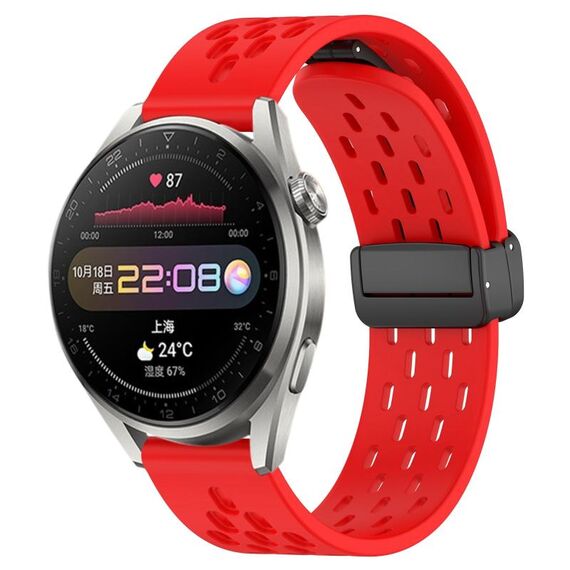 Per Huawei Watch 3 Pro cinturino in silicone con chiusura magnetica pieghevole da 22 mm (rosso)