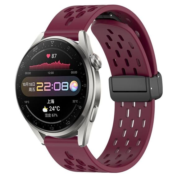 Per Huawei Watch 3 Pro cinturino in silicone con chiusura magnetica pieghevole da 22 mm (vino rosso)