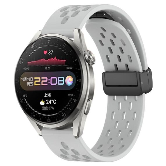 Per Huawei Watch 3 Pro cinturino in silicone con chiusura magnetica pieghevole da 22 mm (grigio chiaro)