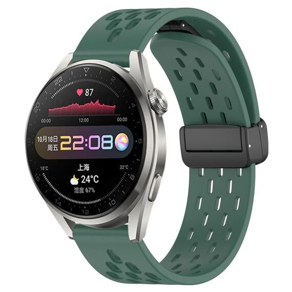 Per Huawei Watch 3 Pro cinturino in silicone con chiusura magnetica pieghevole da 22 mm (verde scuro)
