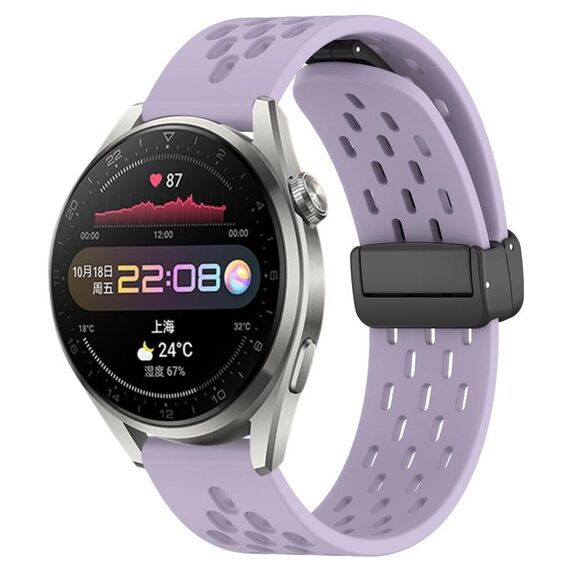 Per Huawei Watch 3 Pro cinturino in silicone con chiusura magnetica pieghevole da 22 mm (viola)