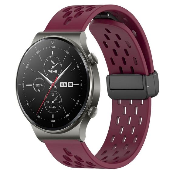 Per Huawei GT2 Pro cinturino in silicone con chiusura magnetica pieghevole da 22 mm (vino rosso)