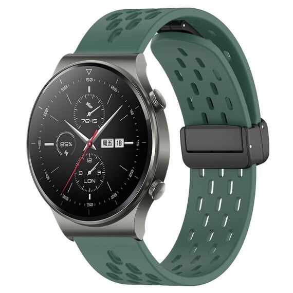 Per Huawei GT2 Pro cinturino in silicone con chiusura magnetica pieghevole da 22 mm (verde scuro)