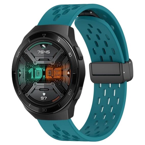Per Huawei Watch GT 2E cinturino in silicone con chiusura magnetica pieghevole da 22 mm (verde nascosto)