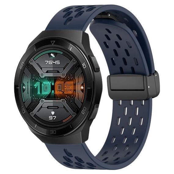Per Huawei Watch GT 2E cinturino in silicone con chiusura magnetica pieghevole da 22 mm (blu notte)