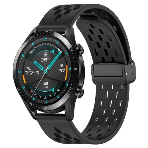 Per Huawei GT2 46mm 22mm cinturino in silicone con chiusura magnetica pieghevole (nero)