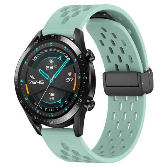 Per Huawei GT2 46mm 22mm cinturino in silicone con chiusura magnetica pieghevole (verde acqua)