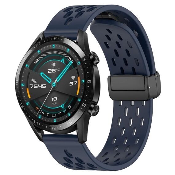 Per Huawei GT2 46mm 22mm Cinturino in silicone con chiusura magnetica pieghevole (blu notte)