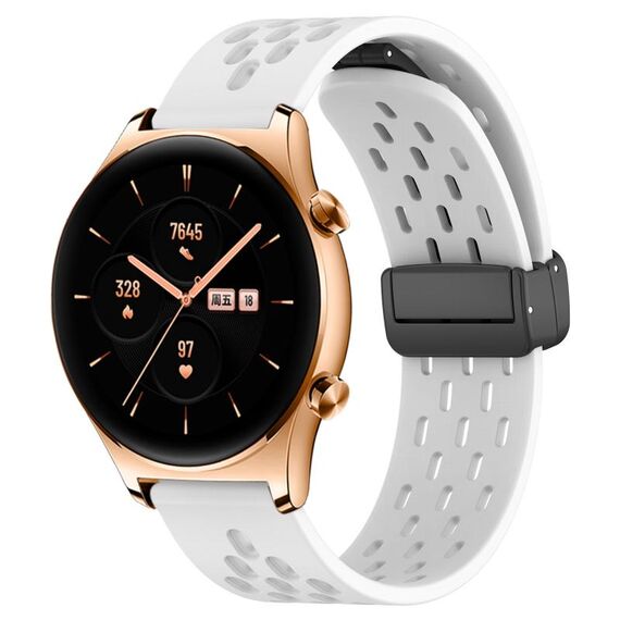 Per Honor Watch GS 3 Cinturino in silicone con chiusura magnetica pieghevole da 22 mm (bianco)