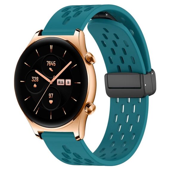 Per Honor Watch GS 3 Cinturino in silicone con chiusura magnetica pieghevole da 22 mm (verde nascosto)