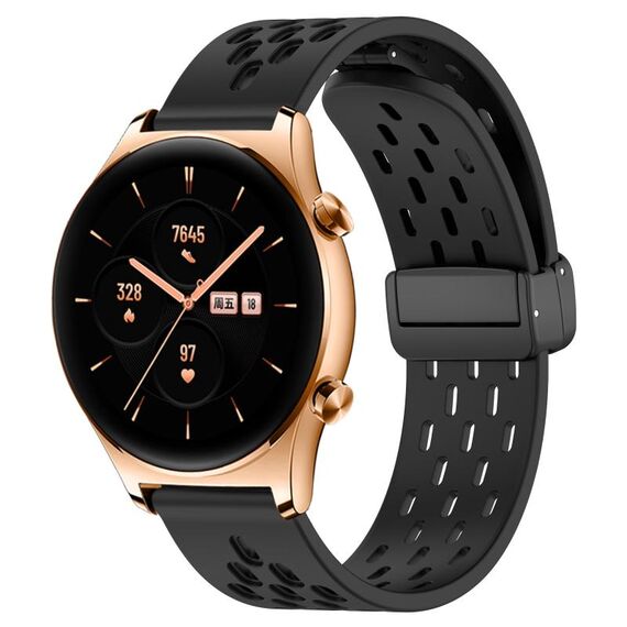 Per Honor Watch GS 3 Cinturino in silicone con chiusura magnetica pieghevole da 22 mm (nero)