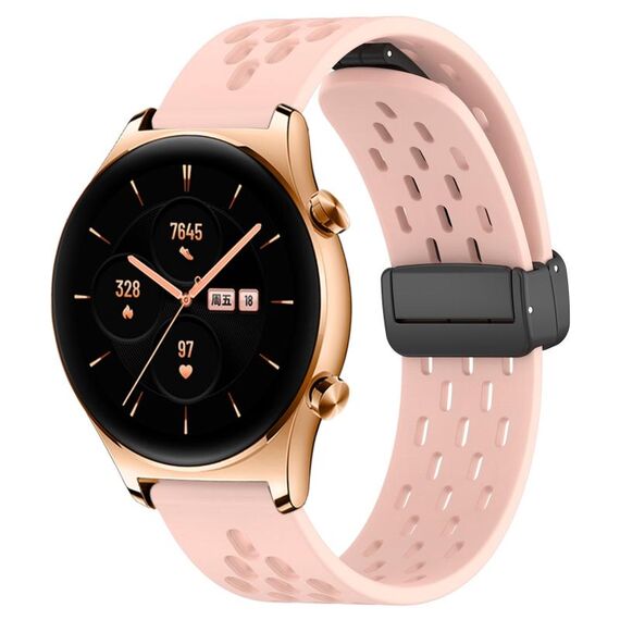 Per Honor Watch GS 3 Cinturino in silicone con chiusura magnetica pieghevole da 22 mm (rosa)