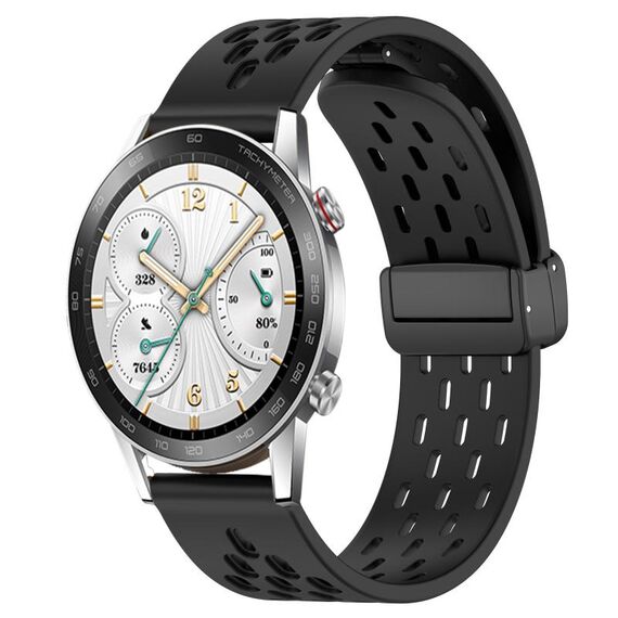 Per Honor Watch GS 3i cinturino in silicone con chiusura magnetica pieghevole da 22 mm (nero)