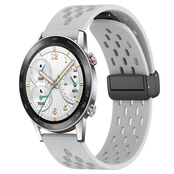 Per Honor Watch GS 3i Cinturino in silicone con chiusura magnetica pieghevole da 22 mm (grigio chiaro)