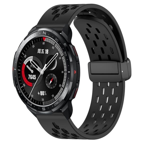Per Honor Watch GS Pro cinturino in silicone con chiusura magnetica pieghevole da 22 mm (nero)