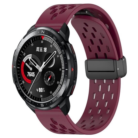 Per Honor Watch GS Pro Cinturino in silicone con chiusura magnetica pieghevole da 22 mm (vino rosso)