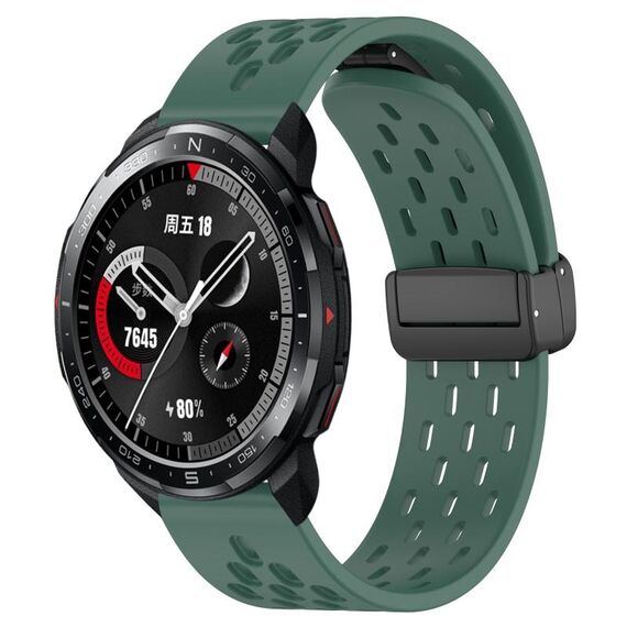 Per Honor Watch GS Pro cinturino in silicone con chiusura magnetica pieghevole da 22 mm (verde scuro)