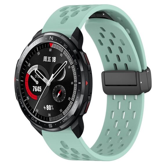 Per Honor Watch GS Pro cinturino in silicone con chiusura magnetica pieghevole da 22 mm (verde acqua)