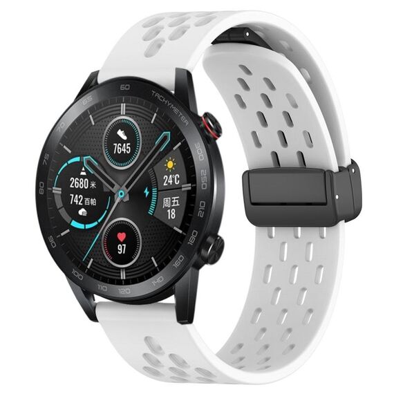 Per Honor Magic Watch 2 46mm 22mm Cinturino in silicone con chiusura magnetica pieghevole (bianco)
