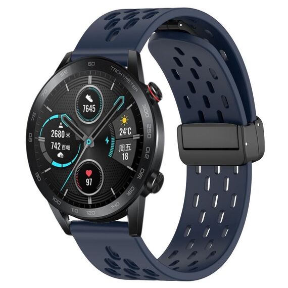 Per Honor Magic Watch 2 46mm 22mm Cinturino in silicone con chiusura magnetica pieghevole (blu notte)