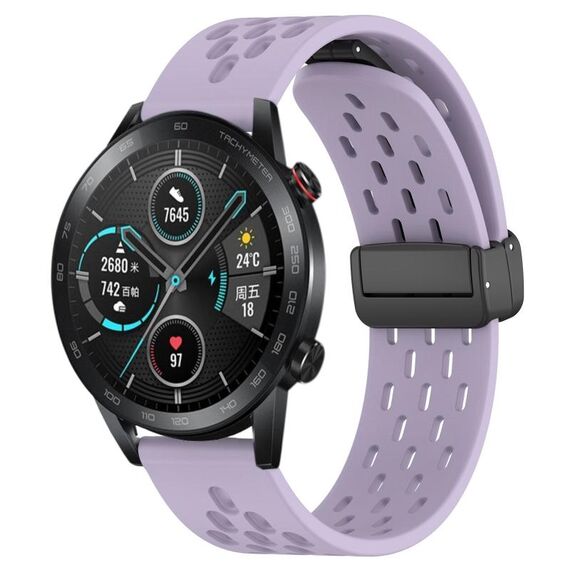 Cinturino per orologio in silicone con chiusura magnetica pieghevole per Honor Magic Watch 2 46mm 22mm (viola)