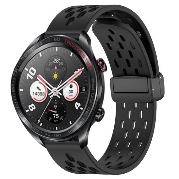 Per Honor Watch Dream Cinturino per orologio in silicone con chiusura magnetica pieghevole da 22 mm (nero)