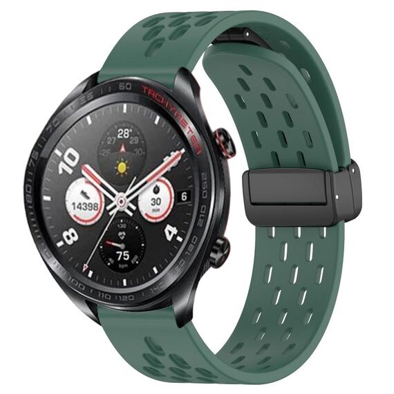 Per Honor Watch Dream Cinturino per orologio in silicone con chiusura magnetica pieghevole da 22 mm (verde scuro)
