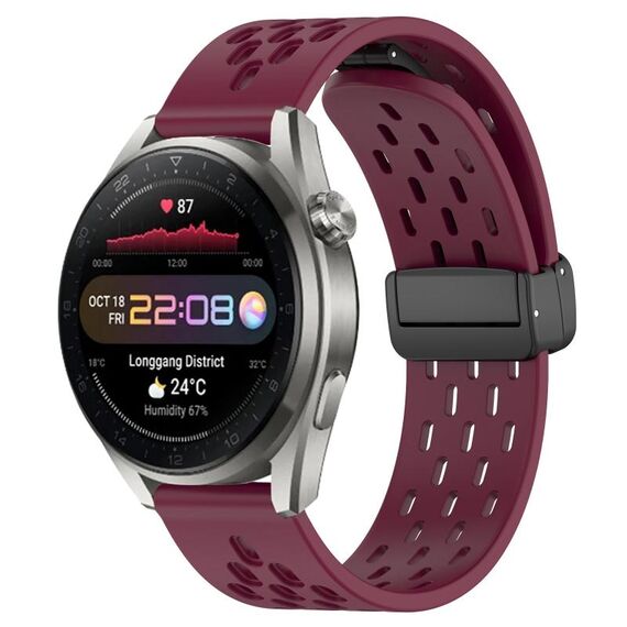 Per Huawei Watch 3 Pro Nuovo cinturino in silicone con chiusura magnetica pieghevole da 22 mm (vino rosso)