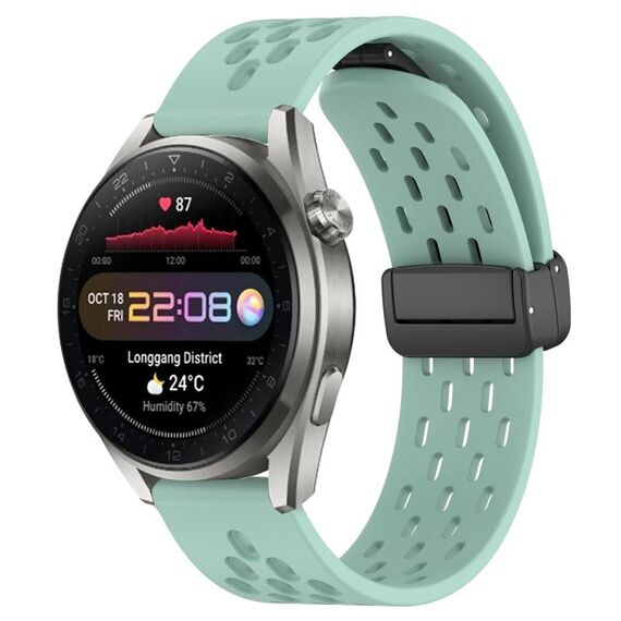 Per Huawei Watch 3 Pro Nuovo cinturino in silicone con chiusura magnetica pieghevole da 22 mm (verde acqua)