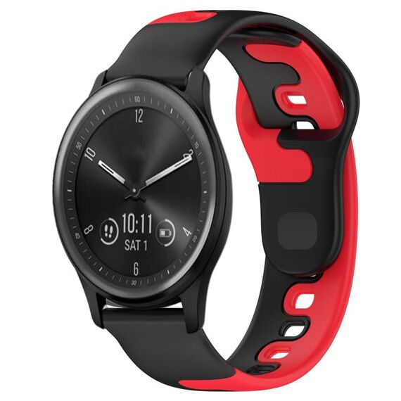 Per cinturino in silicone bicolore Garmin Vivomove Sport da 20 mm (nero + rosso)